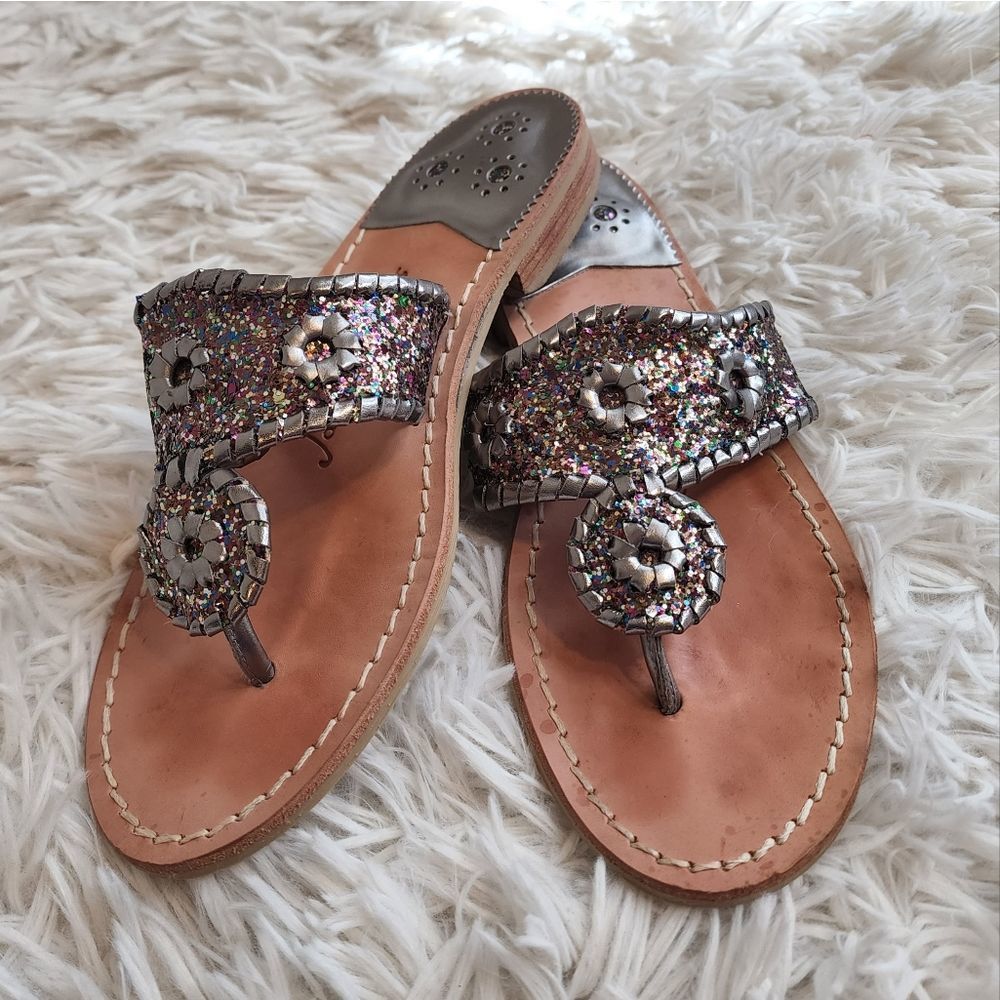 𝅺Jack Rogers multi glitter sandals 7.5